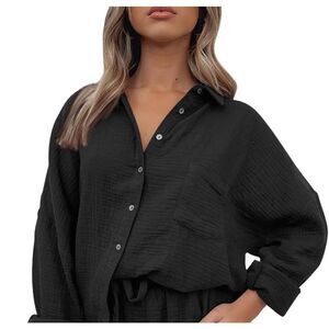 NEW Trendy Queen Lounge Button Down Oversized Shirt L